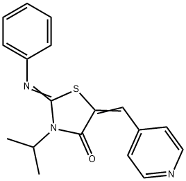 3-isopropyl-2-(phenylimino)-5-(4-pyridinylmethylene)-1,3-thiazolidin-4-one 结构式