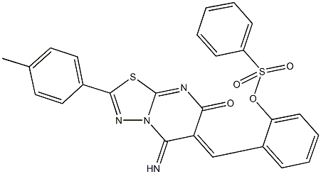 2-[(5-imino-2-(4-methylphenyl)-7-oxo-5H-[1,3,4]thiadiazolo[3,2-a]pyrimidin-6(7H)-ylidene)methyl]phenyl benzenesulfonate 结构式