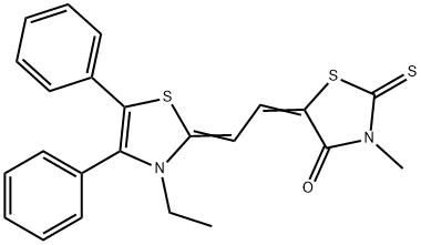 5-[2-(3-ethyl-4,5-diphenyl-1,3-thiazol-2(3H)-ylidene)ethylidene]-3-methyl-2-thioxo-1,3-thiazolidin-4-one 结构式