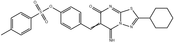 4-[(2-cyclohexyl-5-imino-7-oxo-5H-[1,3,4]thiadiazolo[3,2-a]pyrimidin-6(7H)-ylidene)methyl]phenyl 4-methylbenzenesulfonate 结构式