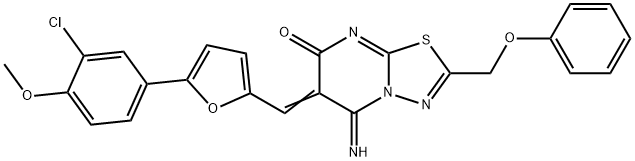 6-{[5-(3-chloro-4-methoxyphenyl)-2-furyl]methylene}-5-imino-2-(phenoxymethyl)-5,6-dihydro-7H-[1,3,4]thiadiazolo[3,2-a]pyrimidin-7-one 结构式