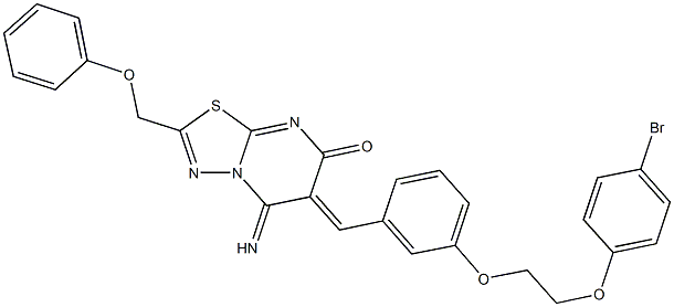 6-{3-[2-(4-bromophenoxy)ethoxy]benzylidene}-5-imino-2-(phenoxymethyl)-5,6-dihydro-7H-[1,3,4]thiadiazolo[3,2-a]pyrimidin-7-one 结构式