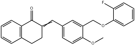2-{3-[(2-fluorophenoxy)methyl]-4-methoxybenzylidene}-3,4-dihydro-1(2H)-naphthalenone 结构式