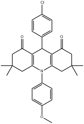 9-(4-chlorophenyl)-10-(4-methoxyphenyl)-3,3,6,6-tetramethyl-3,4,6,7,9,10-hexahydro-1,8(2H,5H)-acridinedione 结构式