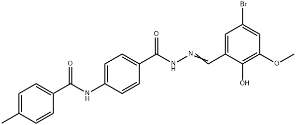 N-(4-{[2-(5-bromo-2-hydroxy-3-methoxybenzylidene)hydrazino]carbonyl}phenyl)-4-methylbenzamide 结构式