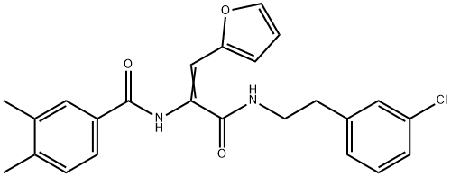 N-[1-({[2-(3-chlorophenyl)ethyl]amino}carbonyl)-2-(2-furyl)vinyl]-3,4-dimethylbenzamide 结构式