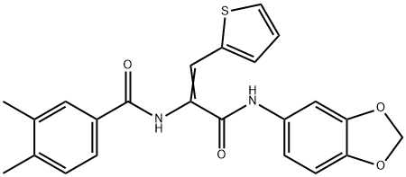 N-[1-[(1,3-benzodioxol-5-ylamino)carbonyl]-2-(2-thienyl)vinyl]-3,4-dimethylbenzamide 结构式