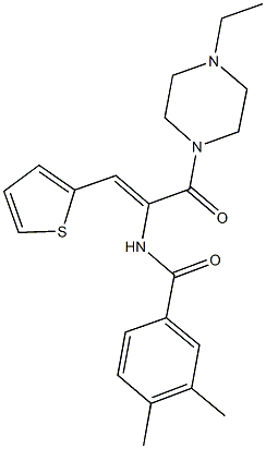 N-[1-[(4-ethyl-1-piperazinyl)carbonyl]-2-(2-thienyl)vinyl]-3,4-dimethylbenzamide 结构式