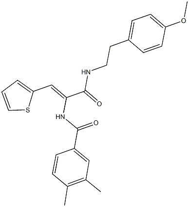 N-[1-({[2-(4-methoxyphenyl)ethyl]amino}carbonyl)-2-(2-thienyl)vinyl]-3,4-dimethylbenzamide 结构式