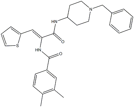 N-[1-{[(1-benzyl-4-piperidinyl)amino]carbonyl}-2-(2-thienyl)vinyl]-3,4-dimethylbenzamide 结构式