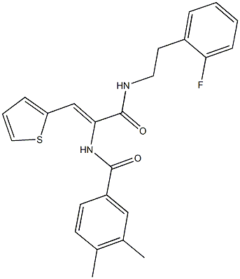 N-[1-({[2-(2-fluorophenyl)ethyl]amino}carbonyl)-2-(2-thienyl)vinyl]-3,4-dimethylbenzamide 结构式