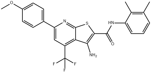 3-amino-N-(2,3-dimethylphenyl)-6-(4-methoxyphenyl)-4-(trifluoromethyl)thieno[2,3-b]pyridine-2-carboxamide 结构式