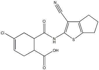 4-chloro-6-{[(3-cyano-5,6-dihydro-4H-cyclopenta[b]thien-2-yl)amino]carbonyl}cyclohex-3-ene-1-carboxylic acid 结构式