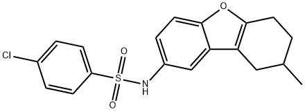 4-chloro-N-(8-methyl-6,7,8,9-tetrahydrodibenzo[b,d]furan-2-yl)benzenesulfonamide 结构式