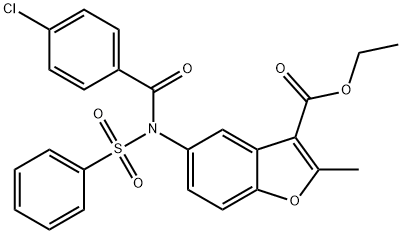 ethyl 5-[(4-chlorobenzoyl)(phenylsulfonyl)amino]-2-methyl-1-benzofuran-3-carboxylate 结构式