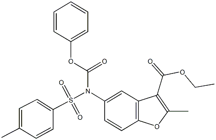 ethyl 2-methyl-5-[[(4-methylphenyl)sulfonyl](phenoxycarbonyl)amino]-1-benzofuran-3-carboxylate 结构式