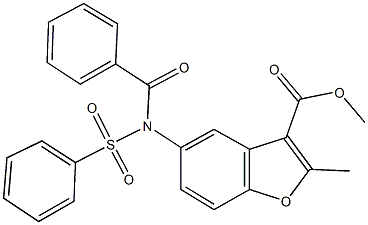 methyl 5-[benzoyl(phenylsulfonyl)amino]-2-methyl-1-benzofuran-3-carboxylate 结构式