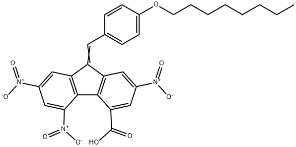 2,5,7-trisnitro-9-[4-(octyloxy)benzylidene]-9H-fluorene-4-carboxylic acid 结构式