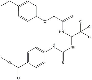 methyl 4-({[(2,2,2-trichloro-1-{[(4-ethylphenoxy)acetyl]amino}ethyl)amino]carbothioyl}amino)benzoate 结构式