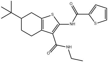6-tert-butyl-N-ethyl-2-[(2-thienylcarbonyl)amino]-4,5,6,7-tetrahydro-1-benzothiophene-3-carboxamide 结构式