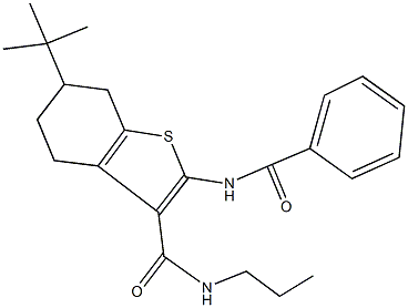 2-(benzoylamino)-6-tert-butyl-N-propyl-4,5,6,7-tetrahydro-1-benzothiophene-3-carboxamide 结构式