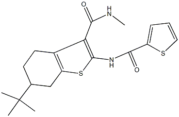 6-tert-butyl-N-methyl-2-[(2-thienylcarbonyl)amino]-4,5,6,7-tetrahydro-1-benzothiophene-3-carboxamide 结构式