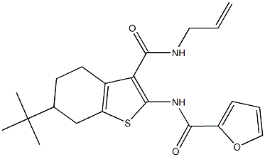 N-{3-[(allylamino)carbonyl]-6-tert-butyl-4,5,6,7-tetrahydro-1-benzothien-2-yl}-2-furamide 结构式