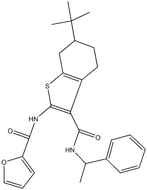 N-(6-tert-butyl-3-{[(1-phenylethyl)amino]carbonyl}-4,5,6,7-tetrahydro-1-benzothien-2-yl)-2-furamide 结构式