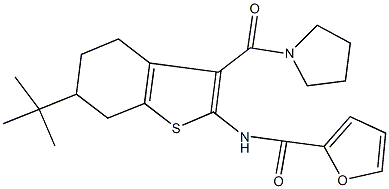 N-[6-tert-butyl-3-(1-pyrrolidinylcarbonyl)-4,5,6,7-tetrahydro-1-benzothien-2-yl]-2-furamide 结构式