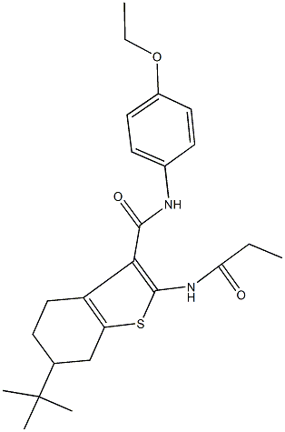 6-tert-butyl-N-(4-ethoxyphenyl)-2-(propionylamino)-4,5,6,7-tetrahydro-1-benzothiophene-3-carboxamide 结构式