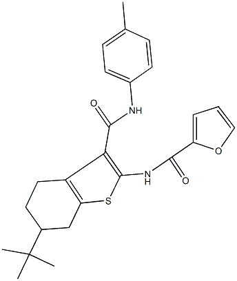 N-[6-tert-butyl-3-(4-toluidinocarbonyl)-4,5,6,7-tetrahydro-1-benzothien-2-yl]-2-furamide 结构式