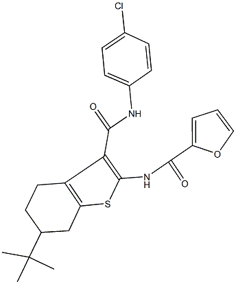 N-{6-tert-butyl-3-[(4-chloroanilino)carbonyl]-4,5,6,7-tetrahydro-1-benzothien-2-yl}-2-furamide 结构式