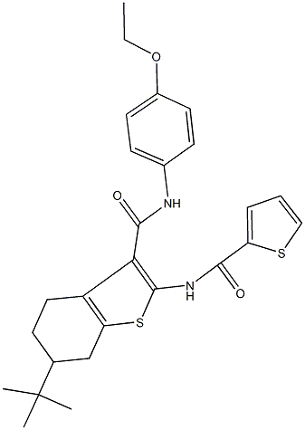 6-tert-butyl-N-(4-ethoxyphenyl)-2-[(thien-2-ylcarbonyl)amino]-4,5,6,7-tetrahydro-1-benzothiophene-3-carboxamide 结构式