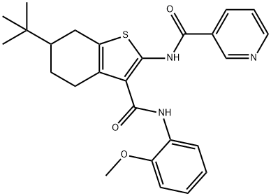 N-{6-tert-butyl-3-[(2-methoxyanilino)carbonyl]-4,5,6,7-tetrahydro-1-benzothien-2-yl}nicotinamide 结构式