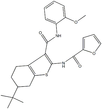 N-{6-tert-butyl-3-[(2-methoxyanilino)carbonyl]-4,5,6,7-tetrahydro-1-benzothien-2-yl}-2-furamide 结构式