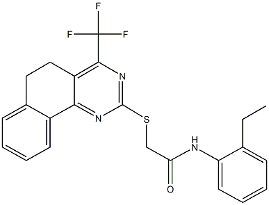 N-(2-ethylphenyl)-2-{[4-(trifluoromethyl)-5,6-dihydrobenzo[h]quinazolin-2-yl]sulfanyl}acetamide 结构式