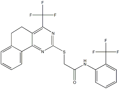 2-{[4-(trifluoromethyl)-5,6-dihydrobenzo[h]quinazolin-2-yl]sulfanyl}-N-[2-(trifluoromethyl)phenyl]acetamide 结构式