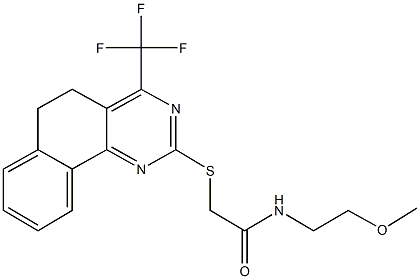 N-(2-methoxyethyl)-2-{[4-(trifluoromethyl)-5,6-dihydrobenzo[h]quinazolin-2-yl]sulfanyl}acetamide 结构式