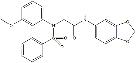 N-(1,3-benzodioxol-5-yl)-2-[3-methoxy(phenylsulfonyl)anilino]acetamide 结构式