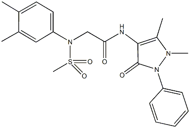 2-[3,4-dimethyl(methylsulfonyl)anilino]-N-(1,5-dimethyl-3-oxo-2-phenyl-2,3-dihydro-1H-pyrazol-4-yl)acetamide 结构式