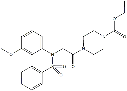 ethyl 4-{[3-methoxy(phenylsulfonyl)anilino]acetyl}piperazine-1-carboxylate 结构式