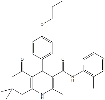 2,7,7-trimethyl-N-(2-methylphenyl)-5-oxo-4-(4-propoxyphenyl)-1,4,5,6,7,8-hexahydro-3-quinolinecarboxamide 结构式