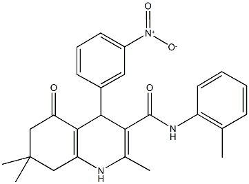 4-{3-nitrophenyl}-2,7,7-trimethyl-N-(2-methylphenyl)-5-oxo-1,4,5,6,7,8-hexahydroquinoline-3-carboxamide 结构式