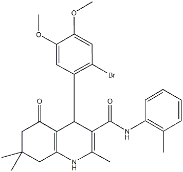 4-(2-bromo-4,5-dimethoxyphenyl)-2,7,7-trimethyl-N-(2-methylphenyl)-5-oxo-1,4,5,6,7,8-hexahydro-3-quinolinecarboxamide 结构式