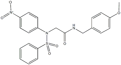 2-[{4-nitrophenyl}(phenylsulfonyl)amino]-N-{[4-(methyloxy)phenyl]methyl}acetamide 结构式
