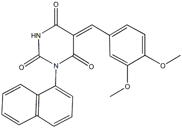 5-(3,4-dimethoxybenzylidene)-1-(1-naphthyl)-2,4,6(1H,3H,5H)-pyrimidinetrione 结构式