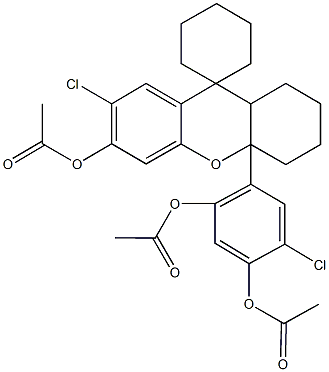 4a-[2,4-bis(acetyloxy)-5-chlorophenyl]-7-chloro-1,2,3,4,9,9a-hexahydrospiro[4aH-xanthene-9,1'-cyclohexane]-6-yl acetate 结构式