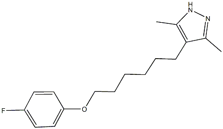 4-[6-(4-fluorophenoxy)hexyl]-3,5-dimethyl-1H-pyrazole 结构式