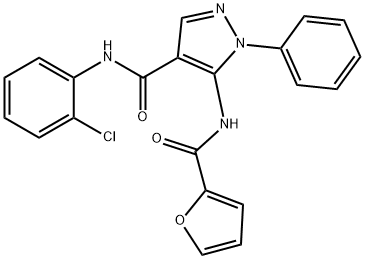 N-(2-chlorophenyl)-5-(2-furoylamino)-1-phenyl-1H-pyrazole-4-carboxamide 结构式