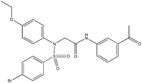 N-(3-acetylphenyl)-2-{[(4-bromophenyl)sulfonyl]-4-ethoxyanilino}acetamide 结构式